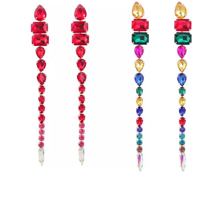 Floating long dangle Earrings|Colorful crystal earrings