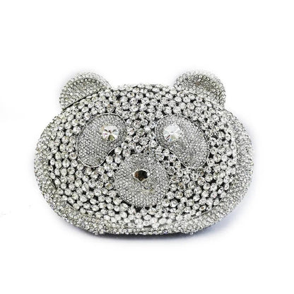 Panda clutch,Panda Evening Bag| Crystal purse| Bling Evening bag|Rhinestone clutch|Crystal clutch - Pink Fantasma 