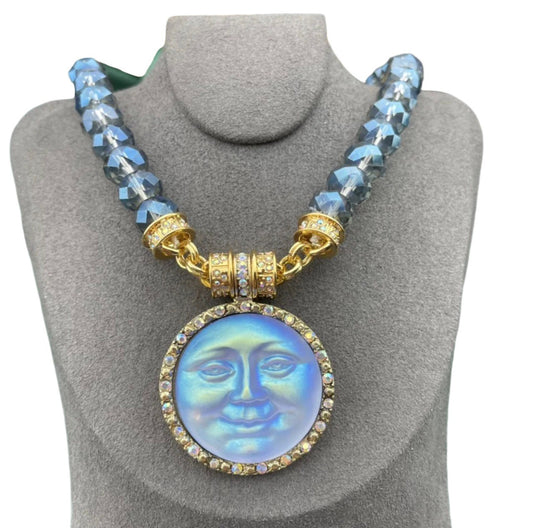 Moon necklace | Moon Face statement necklace - Pink Fantasma 