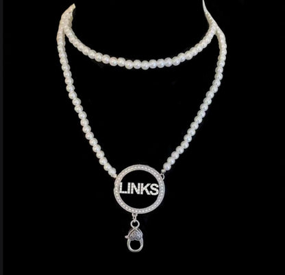 Links Pearl lanyard |Badge Holder - Pink Fantasma 